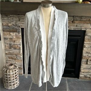 Premise Heathered Gray and White Open-Front Cardigan